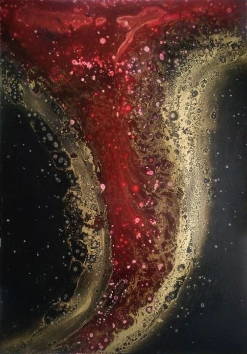 Painting titled "LAVA" by Eleni Denart, Original Artwork, Acrylic Mounted on Wood Stretcher frame