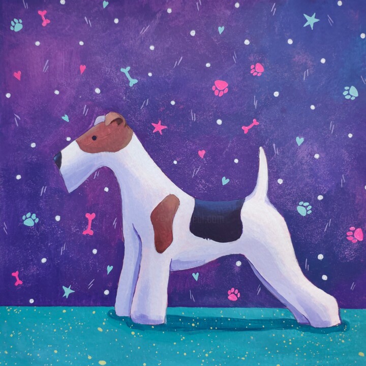 「wire fox terrier」というタイトルの絵画 Eleonora Romによって, オリジナルのアートワーク, アクリル