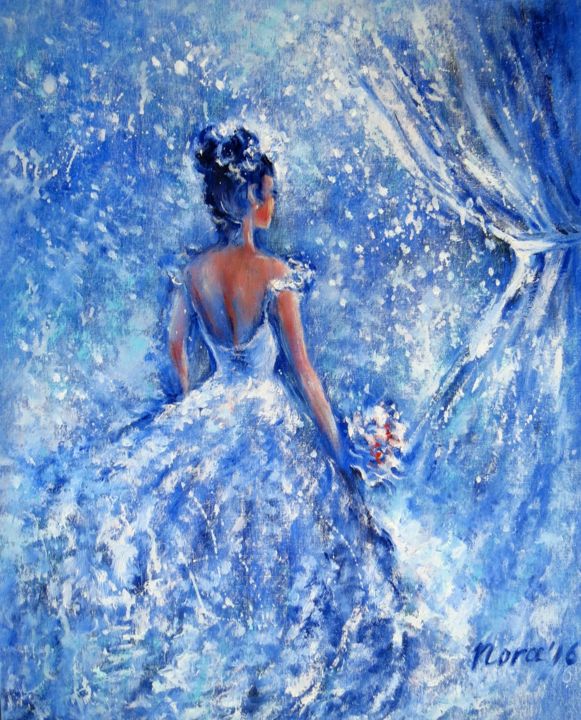 Картина под названием "The Bride oil paint…" - Eleonora Taranova, Подлинное произведение искусства, Масло