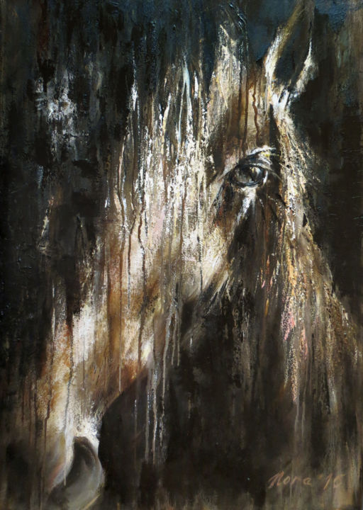 Painting titled "Abstract horse orig…" by Eleonora Taranova, Original Artwork, Oil Mounted on Wood Stretcher frame