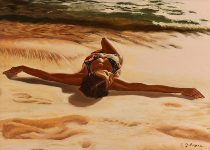 Pintura titulada ""La donna e il mare…" por Eleonora Gushchina, Obra de arte original, Oleo
