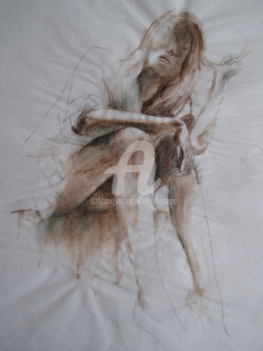 Peinture intitulée "Réflexion  © Adagp,…" par Elisabeth Le Prunenec, Œuvre d'art originale, Aquarelle Monté sur Carton