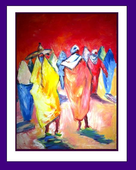 Painting titled "foule 1" by Mon Ami, Original Artwork, Oil