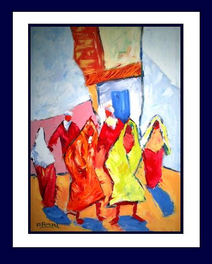 Painting titled "foule 2" by Mon Ami, Original Artwork, Oil