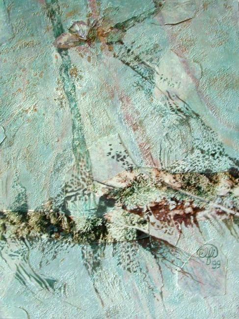 Painting titled "Lichen au papillon" by Elfi, Original Artwork
