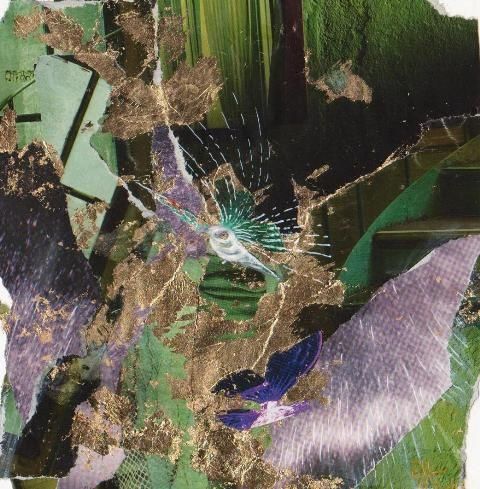 Collages intitulée "L'oiseau" par Elfi, Œuvre d'art originale