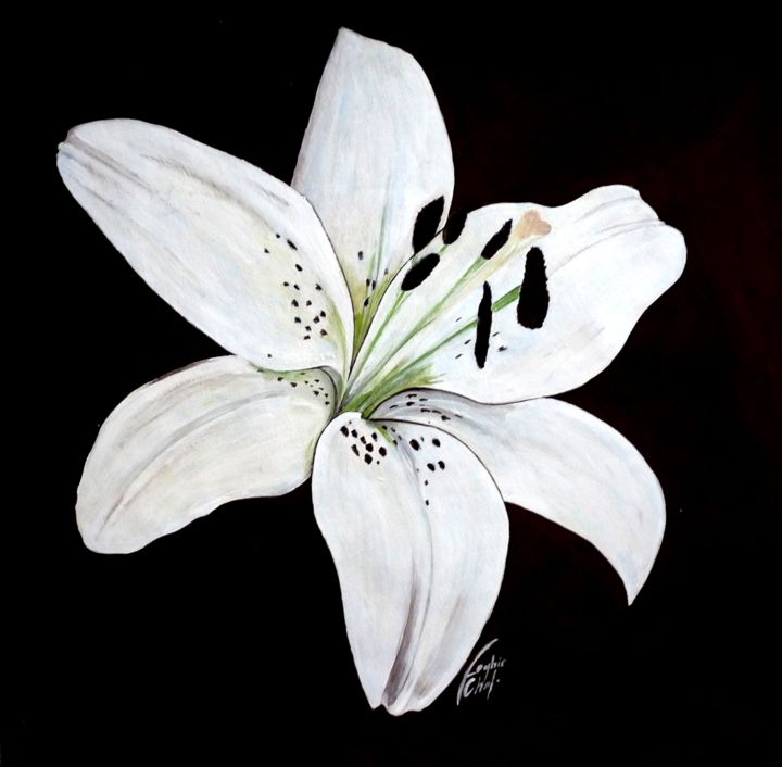 Peinture intitulée "Amaryllis" par Chafika Feghir, Œuvre d'art originale, Acrylique