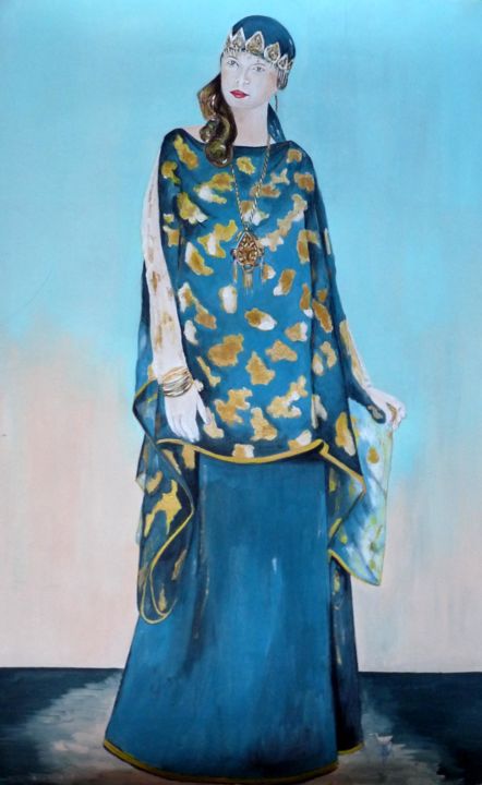 Pintura intitulada "Tenue chaoui" por Chafika Feghir, Obras de arte originais, Acrílico