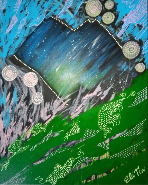 Schilderij getiteld "Abstract TV Universe" door Eli Tin Art, Origineel Kunstwerk, Acryl