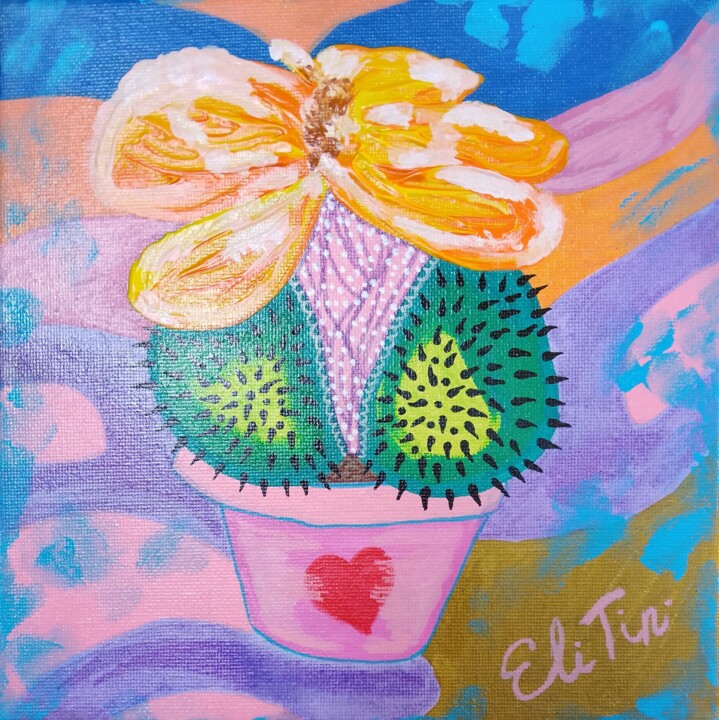 「cactus number 1 sma…」というタイトルの絵画 Eli Tin Artによって, オリジナルのアートワーク, アクリル