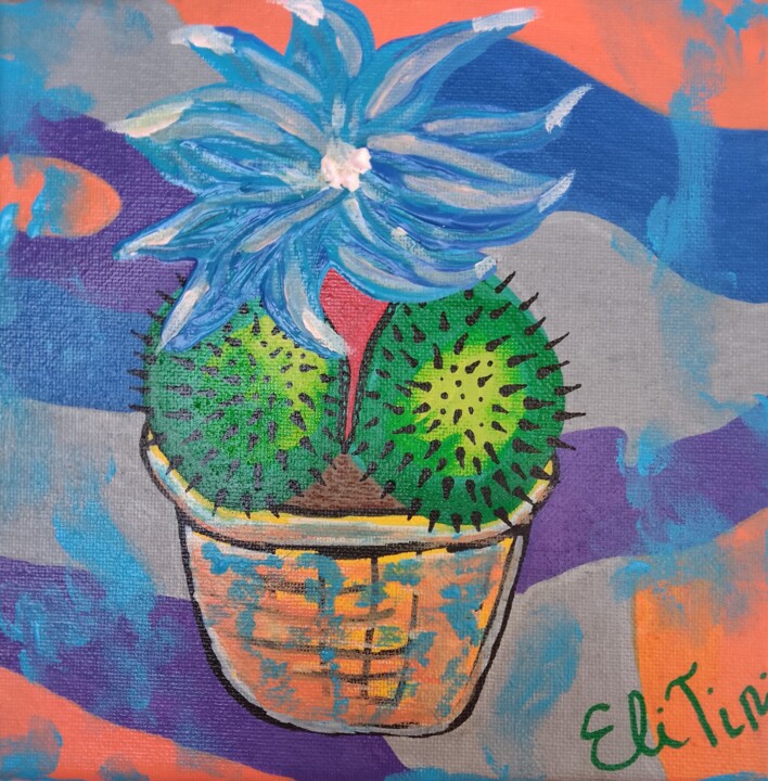 「cactus number 2 sma…」というタイトルの絵画 Eli Tin Artによって, オリジナルのアートワーク, アクリル