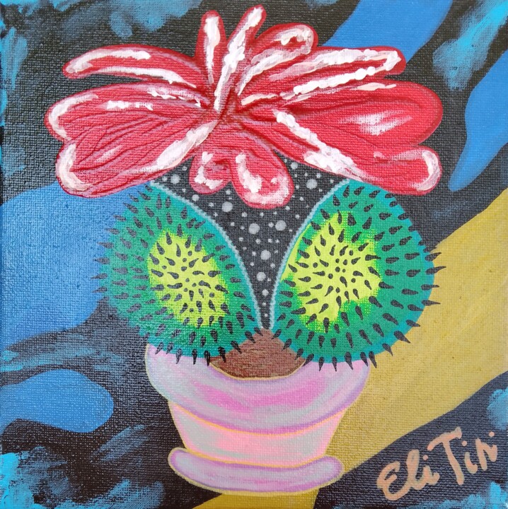 Malerei mit dem Titel "cactus number 3 sma…" von Eli Tin Art, Original-Kunstwerk, Acryl