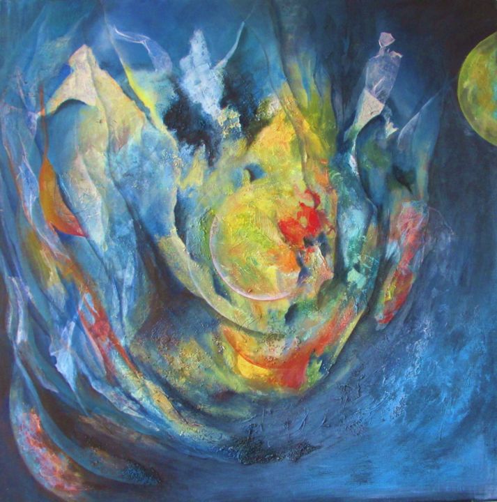Peinture intitulée "espace" par Elisabeh Roussillon, Œuvre d'art originale, Huile