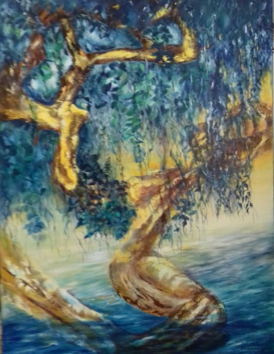 Painting titled "Le saut" by Elia Guerrero, Original Art, Oil