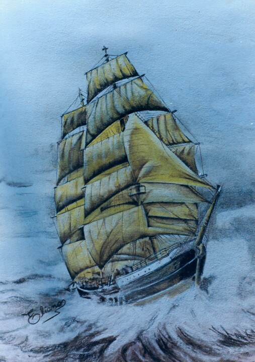 Drawing titled "Caravela" by Eliana Limma, Original Artwork, Chalk