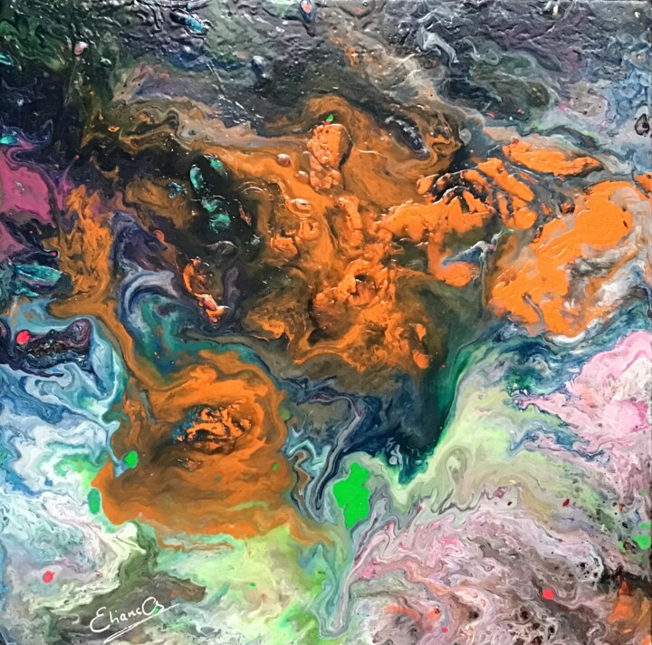 Картина под названием "Jour de la terre" - Eliane Andlauer, Подлинное произведение искусства, Акрил Установлен на Деревянная…