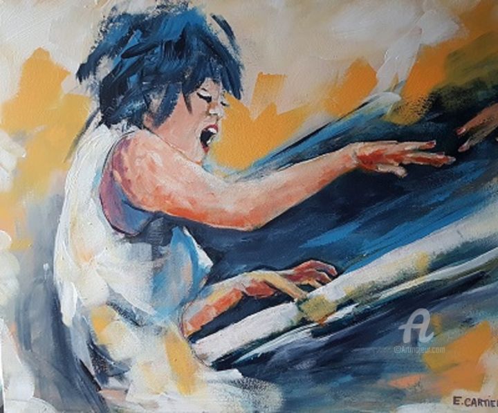 Peinture intitulée "HIROMI" par Eliane Cartier, Œuvre d'art originale, Acrylique