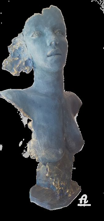Sculpture intitulée "Cheveux aux vents" par Eliane Cartier, Œuvre d'art originale, Terre cuite