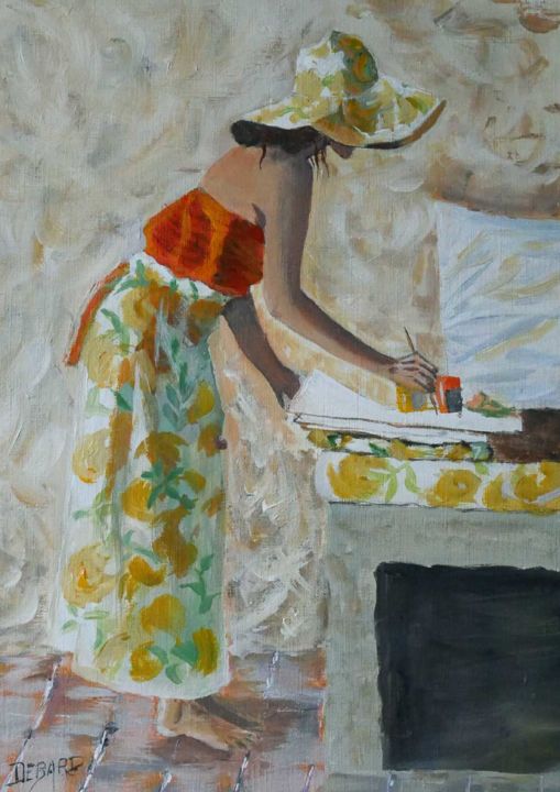 Pittura intitolato "Acrilique sur carto…" da Eliane Debard Arnould, Opera d'arte originale, Acrilico