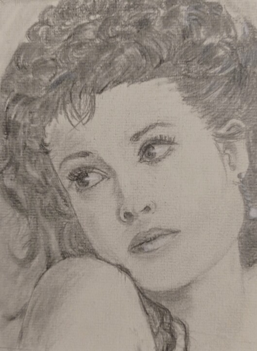 Drawing titled "Femme (actrice)" by Eliane Debard Arnould, Original Artwork, Graphite