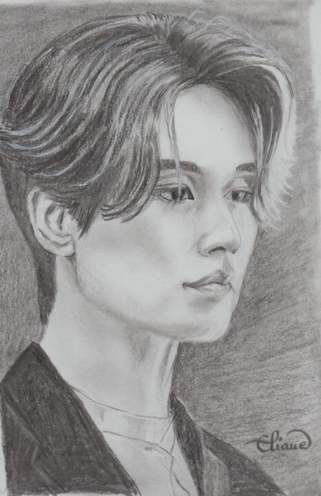 Drawing titled "Acteur Lee dong Wook" by Eliane Debard Arnould, Original Artwork, Pencil