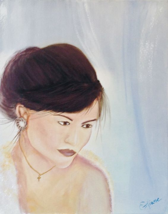 Painting titled "Romantic Lady" by Eliane Ellie, Original Artwork, Oil