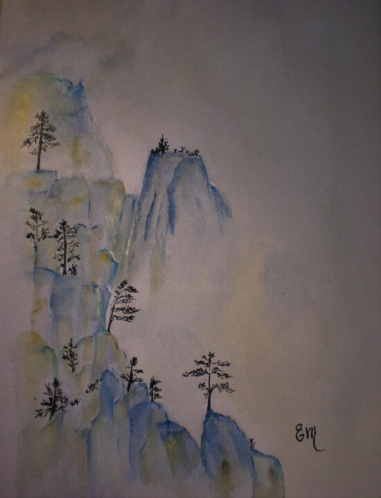 Pintura titulada "PAYSAGE DE CHINE  A…" por Eliane Morvan (CREADELI  "les petits bonheurs d'Eli"), Obra de arte original, Ac…
