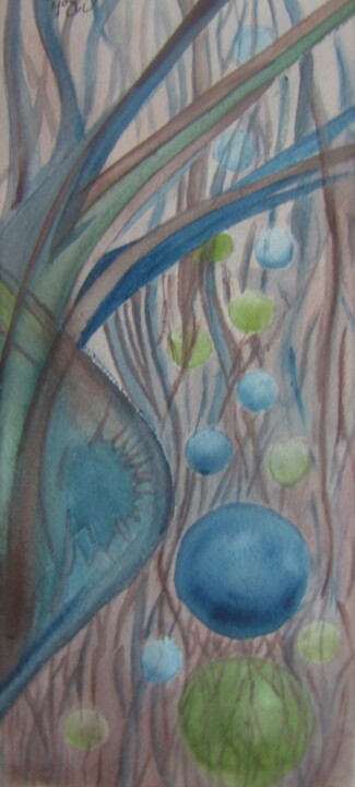 Painting titled "Sans titre 2" by Eliane Robin, Original Artwork, Watercolor Mounted on Glass