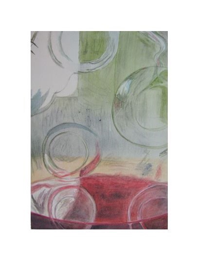 Peinture intitulée "Bouteille de vin" par Eliane Robin, Œuvre d'art originale, Aquarelle Monté sur Verre