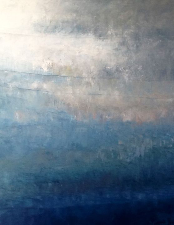 Pittura intitolato "Le ciel de mon pays" da Eliane Ypersiel, Opera d'arte originale, Olio Montato su Telaio per barella in l…