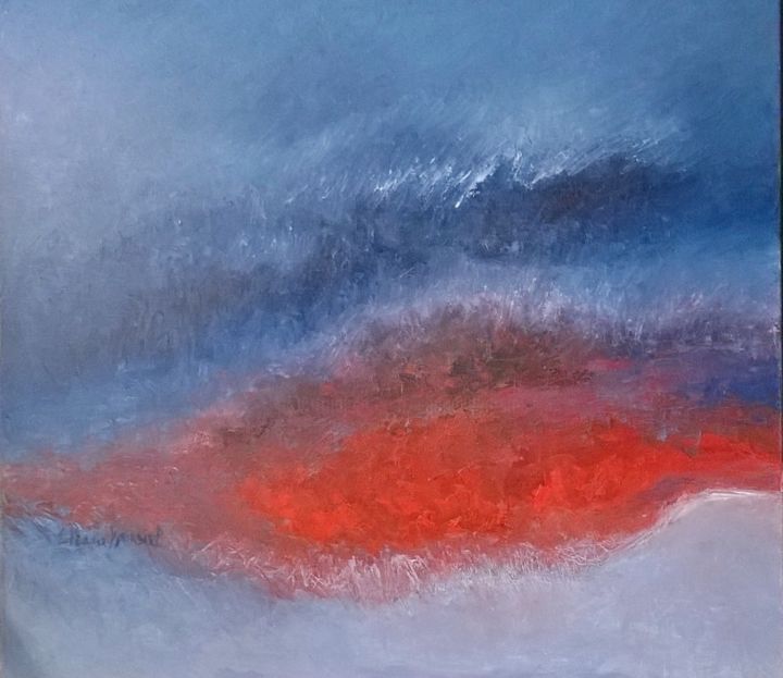 Peinture intitulée "Ciel en feu" par Eliane Ypersiel, Œuvre d'art originale, Huile Monté sur Châssis en bois