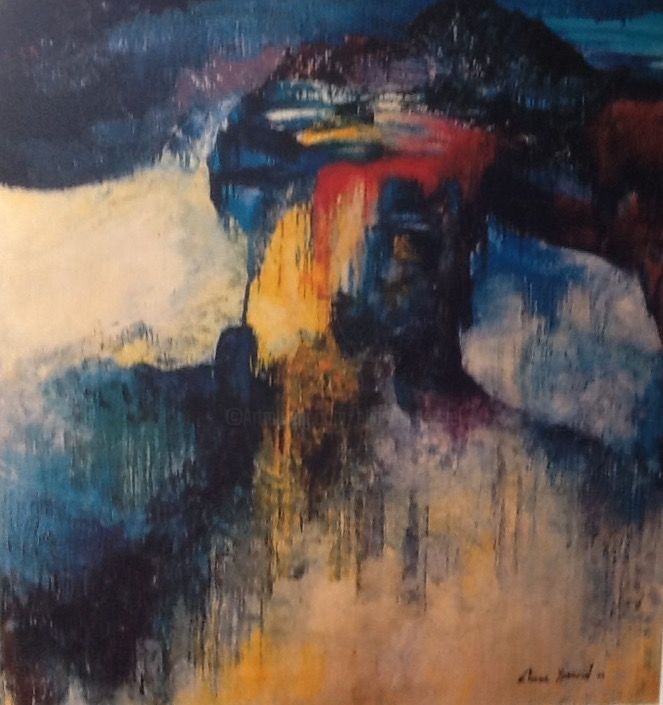 Pittura intitolato "Le Suaire" da Eliane Ypersiel, Opera d'arte originale, Olio Montato su Pannello di legno