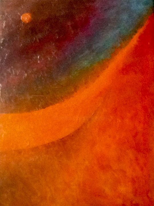 Картина под названием "La lune rousse" - Eliane Ypersiel, Подлинное произведение искусства, Масло Установлен на Деревянная р…