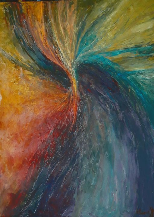 Pittura intitolato "Le flamboyant" da Eliane Ypersiel, Opera d'arte originale, Olio