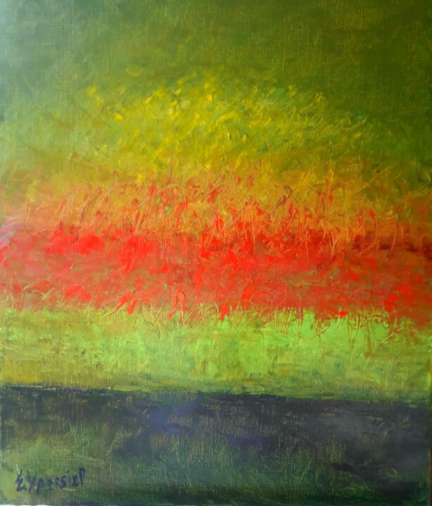 Картина под названием "Le printemps" - Eliane Ypersiel, Подлинное произведение искусства, Масло Установлен на Деревянная рам…
