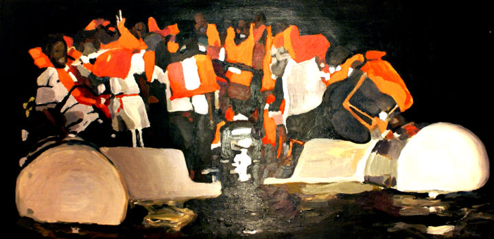 Peinture intitulée "Scafo" par Fausto Campani, Œuvre d'art originale, Acrylique Monté sur Panneau de bois