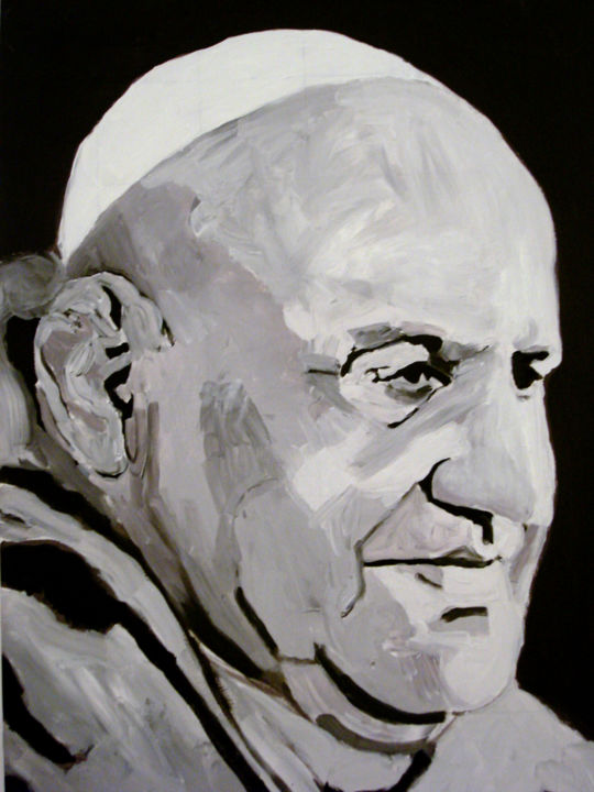 Peinture intitulée "Papa Giovanni XXIII°" par Fausto Campani, Œuvre d'art originale, Acrylique