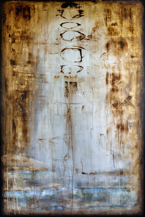 Painting titled "Time" by Elide Pizzini, Original Artwork, Acrylic Mounted on Wood Stretcher frame