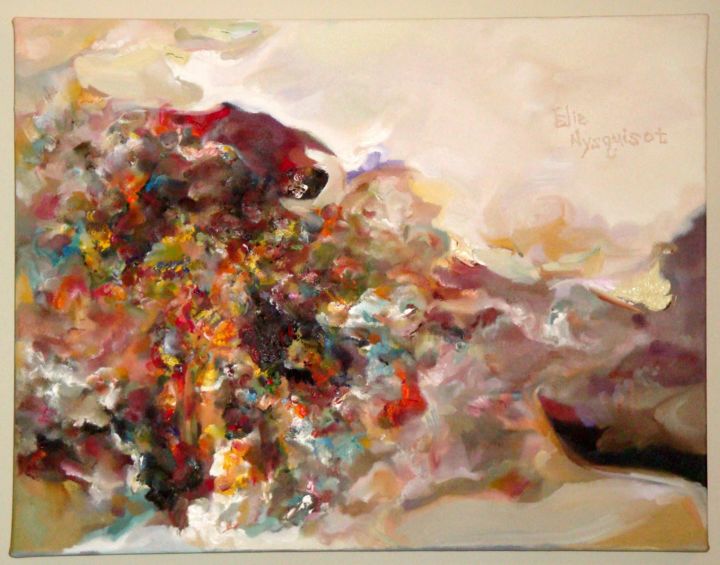 Peinture intitulée "Swan on Fire" par Élie Nysquisot, Œuvre d'art originale, Huile
