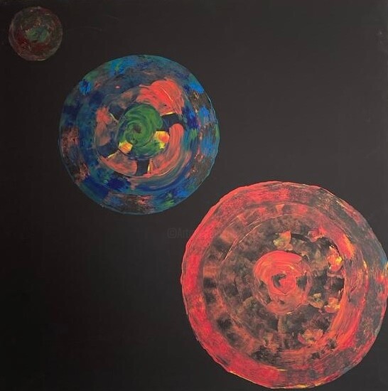 Peinture intitulée "Planètes" par Eliel Art, Œuvre d'art originale, Acrylique