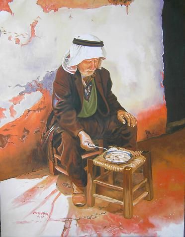 Картина под названием "lebanese old man" - Elie Makhlouf, Подлинное произведение искусства