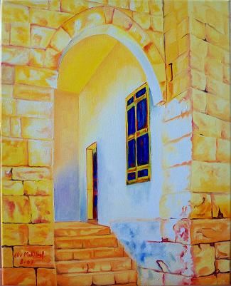 Painting titled "lebanese old house 3" by Elie Makhlouf, Original Artwork, Oil