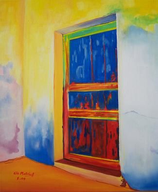 Painting titled "lebanese old house 2" by Elie Makhlouf, Original Artwork, Oil