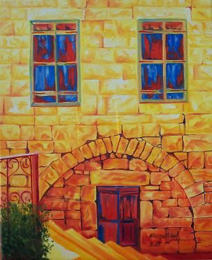 Painting titled "Old lebanese house" by Elie Makhlouf, Original Artwork, Oil