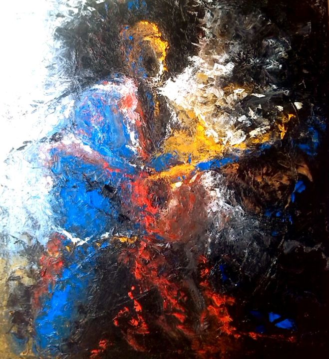 Painting titled "Extase" by Elie Kasonga, Original Artwork, Oil