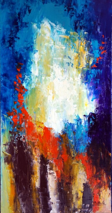 Malerei mit dem Titel "flamboyante-lueur" von Eliette Gaurin, Original-Kunstwerk, Öl