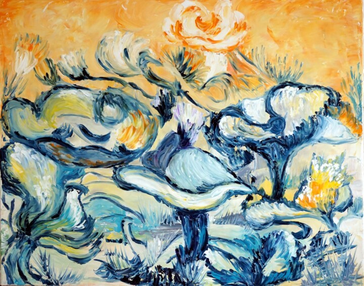 Painting titled "Sérénité symbolique" by Eliette Gaurin, Original Artwork, Oil