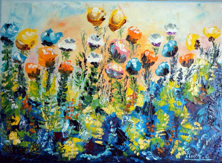 Peinture intitulée "Rêver d'un jardin" par Eliette Gaurin, Œuvre d'art originale, Huile