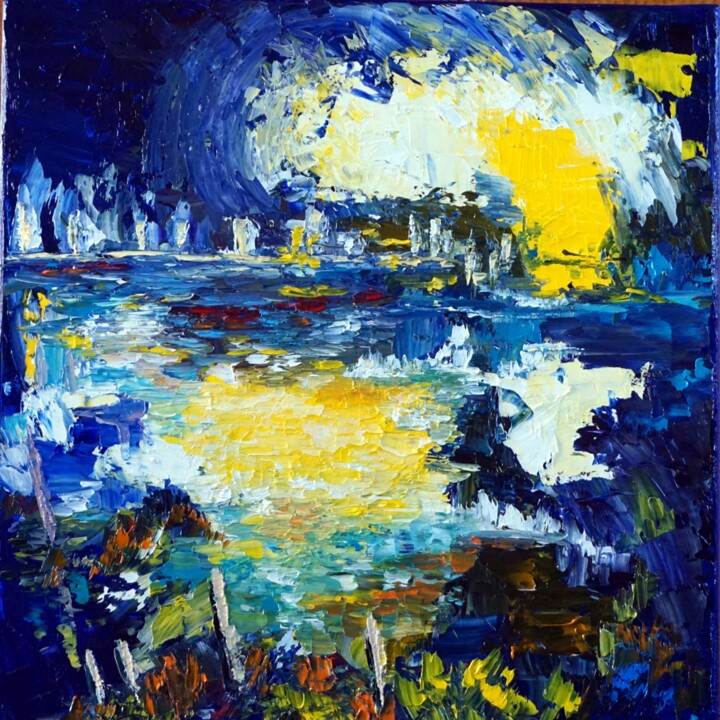 Pintura intitulada "Une nuit sous les é…" por Eliette Gaurin, Obras de arte originais, Óleo