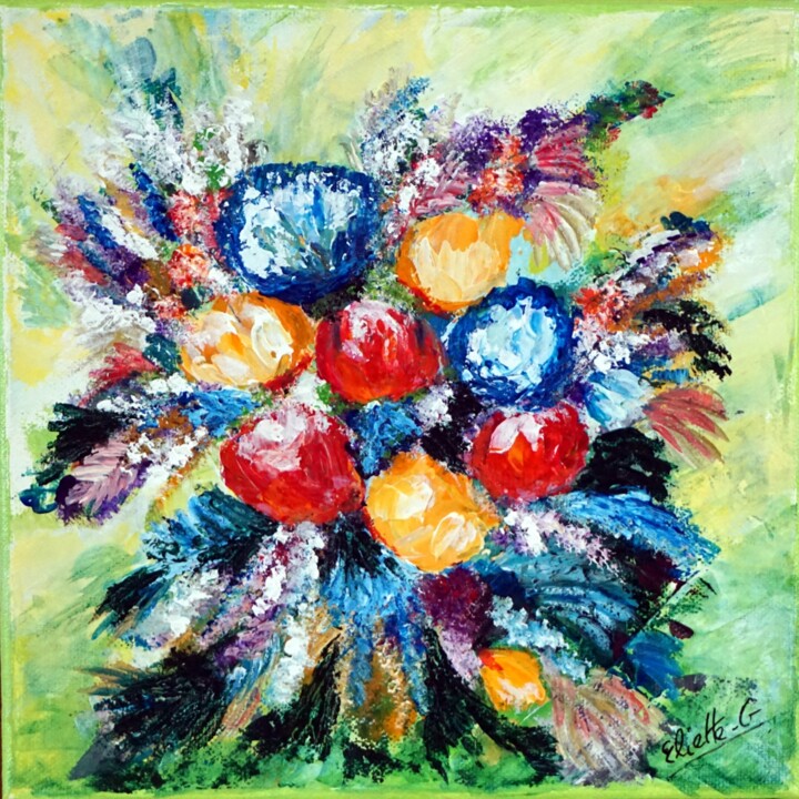 Peinture intitulée "Bouquet secret" par Eliette Gaurin, Œuvre d'art originale, Acrylique